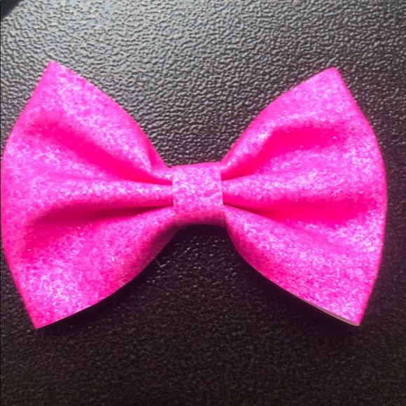 Other - Hot pink glitter Hair bow 3.25 in nwt